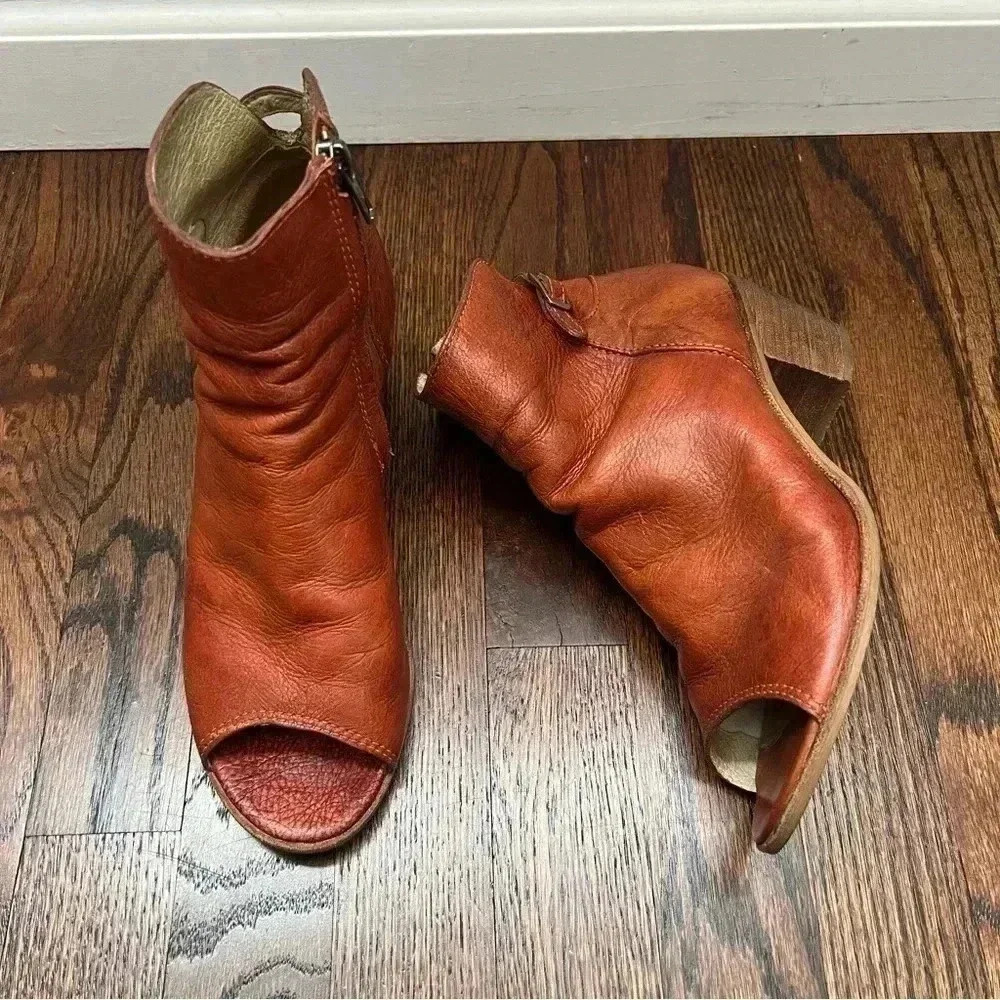 Matisse Folk Brick Red Leather Peep Toe Booties Boots Shoes Lulus Size 7.5 $167 - Picture 13 of 16
